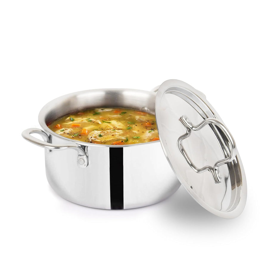 THE INDUS VALLEY TRIPLY SS CASSEROLE HANDI W/SS LID 20CM (KC TP HA 003)