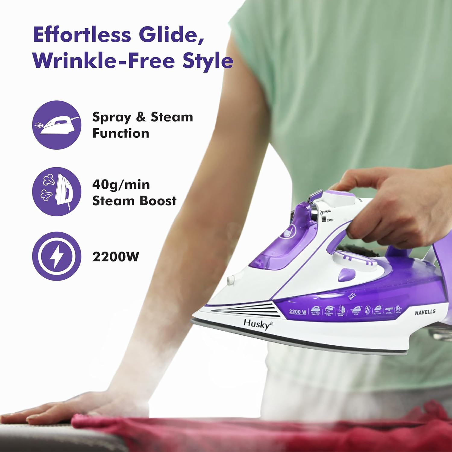 HAVELLS STEAM IRON HUSKY PURPLE 2200W MII