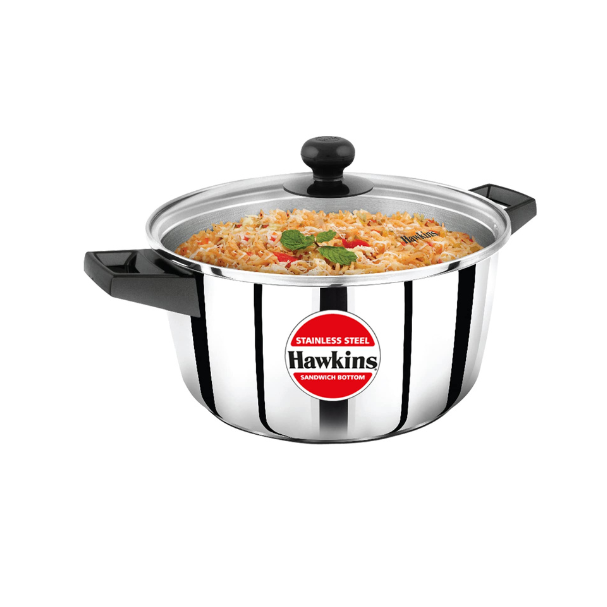 HAWKINS N/S CASSEROLE 4L/24CM SS CNS WITH G LID (SSCB40G)