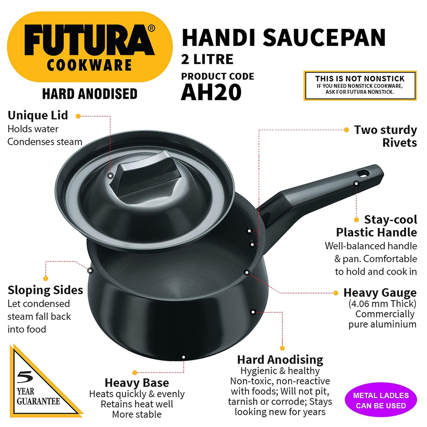 HAWKINS N/S SAUCEPAN HA HANDI 2L (AH20)
