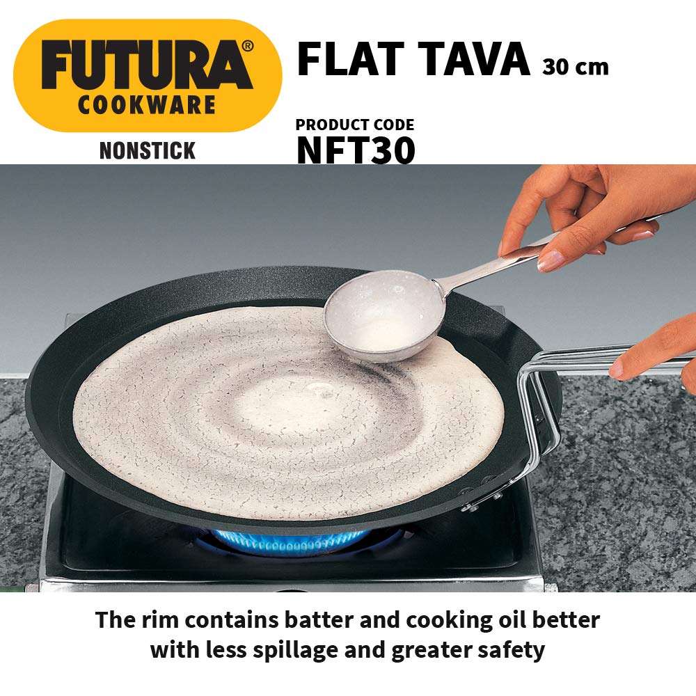 HAWKINS N/S 30CM FLAT TAVA WITH PLASTIC HANDLE (NFT30P)