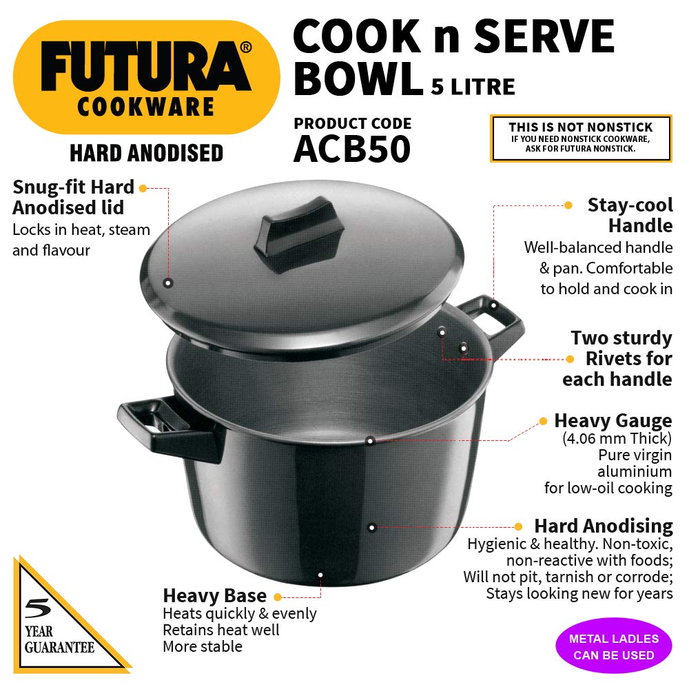 HAWKINS N/S SAUCEPAN HA CNS BOWL 5L 23CM (ACB50)