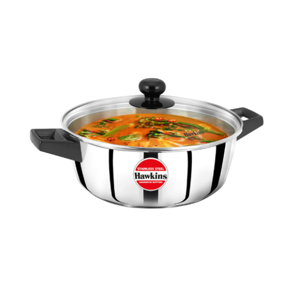 HAWKINS N/S CASSEROLE 3L/24CM SS CNS WITH G LID (SSCB30G)