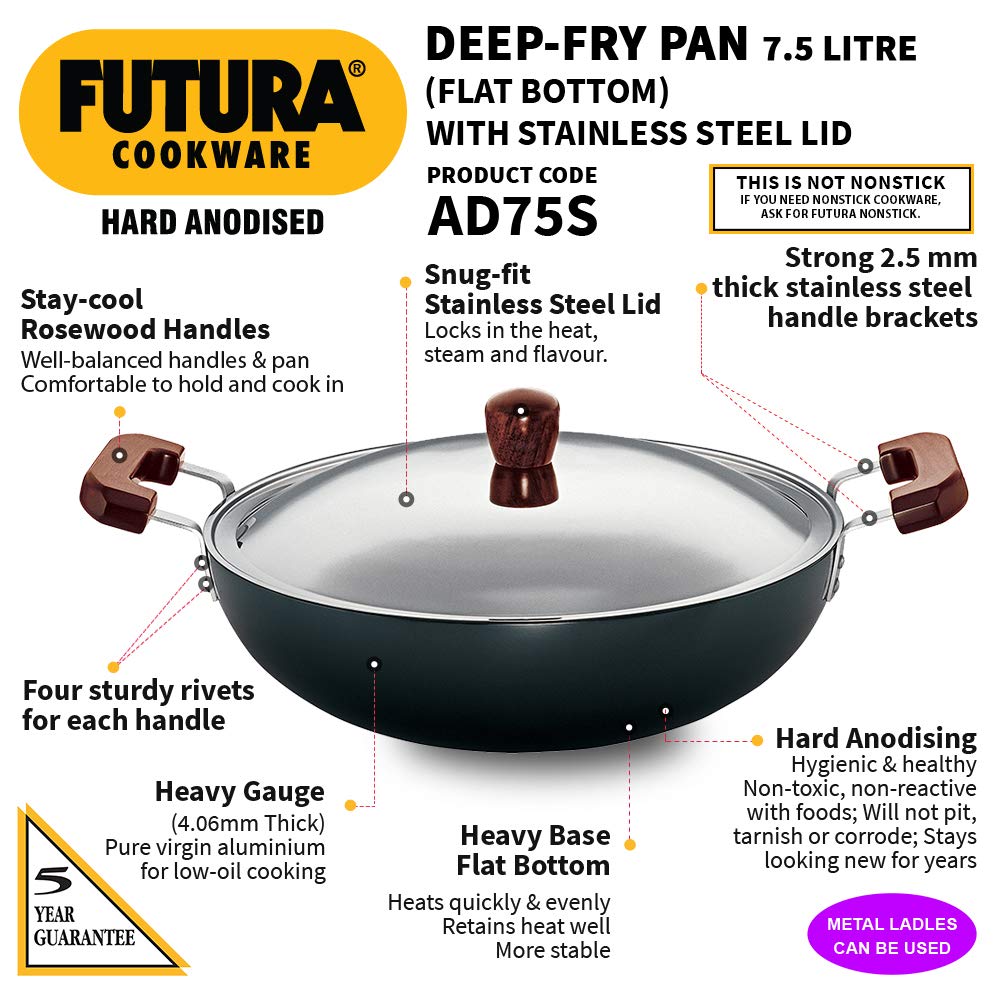 HAWKINS FUTURA HA DEEP-FRY PAN 7.5 L  WITH SS LID (AD75S)