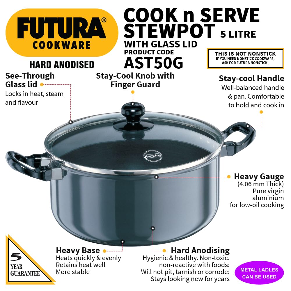 HAWKINS FUTURA HA STEWPOT 5 L W/G LID (AST50G)