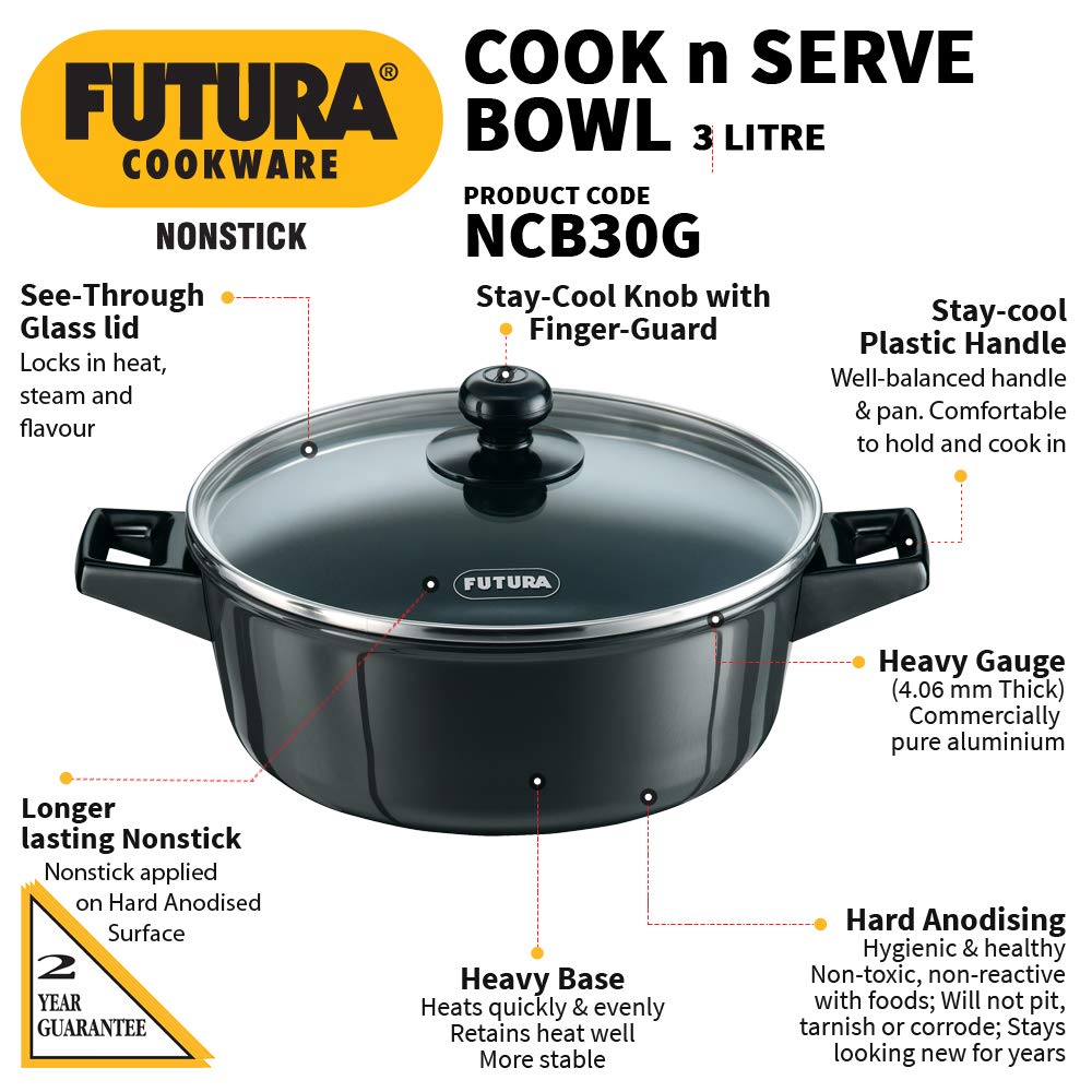 HAWKINS FUTURA NS C-N-SERVE CASSEROLE 3L W/G LID (NCB30G)