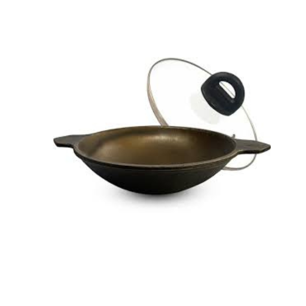 THE INDUS VALLEY CAST IRON APPAM PAN W/ GL LID 22 CM (KC FE AP 016)