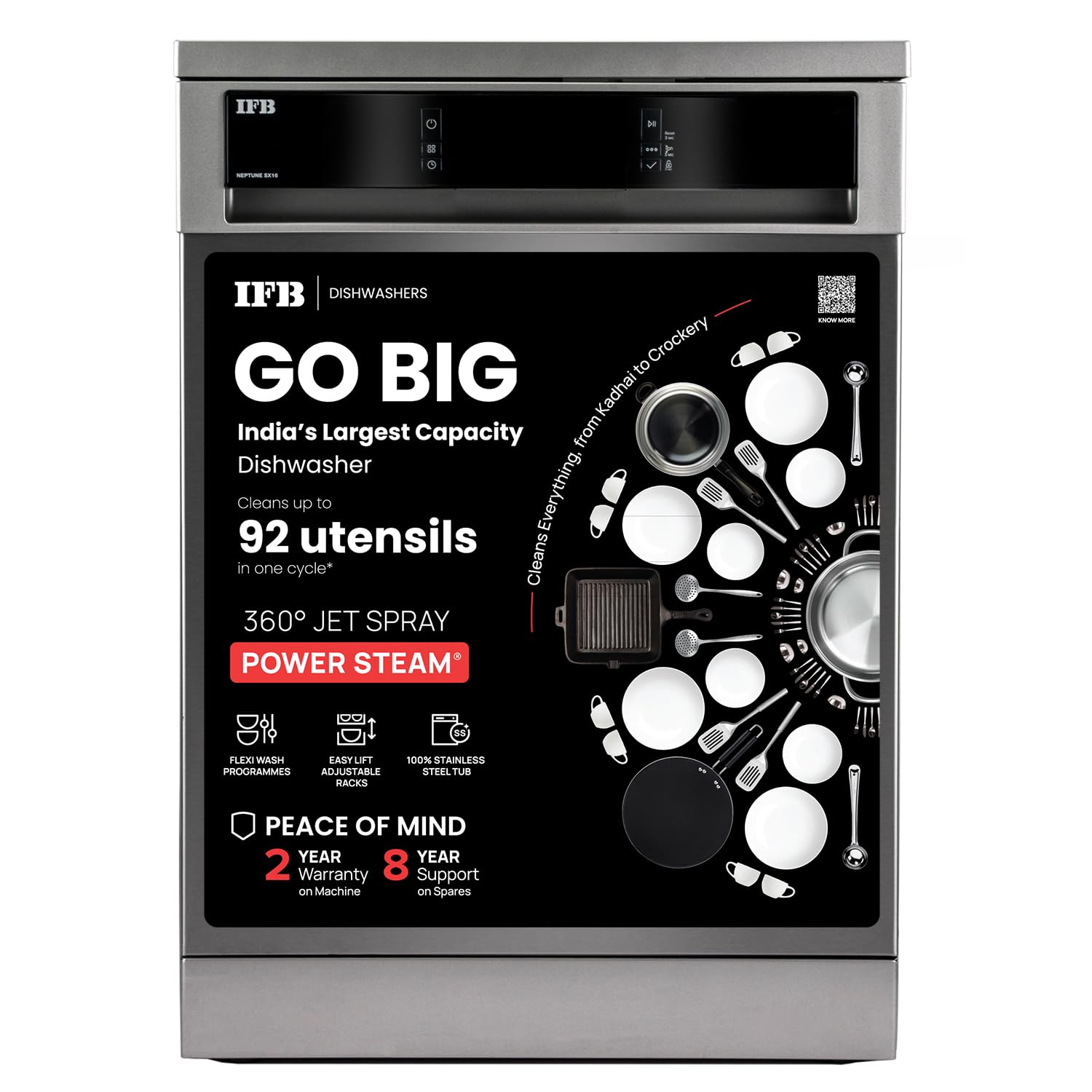IFB DISH WASHER NEPTUNE SX16 PEARL GREY