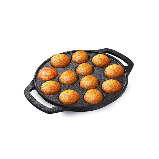 THE INDUS VALLEY CAST IRON PANIYARAM PAN 12 PIT (KC FE PP 014)