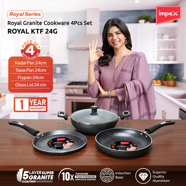 IMPEX ROYAL GRANITE COOKWARE 4PCS SET (RKTF 24G)