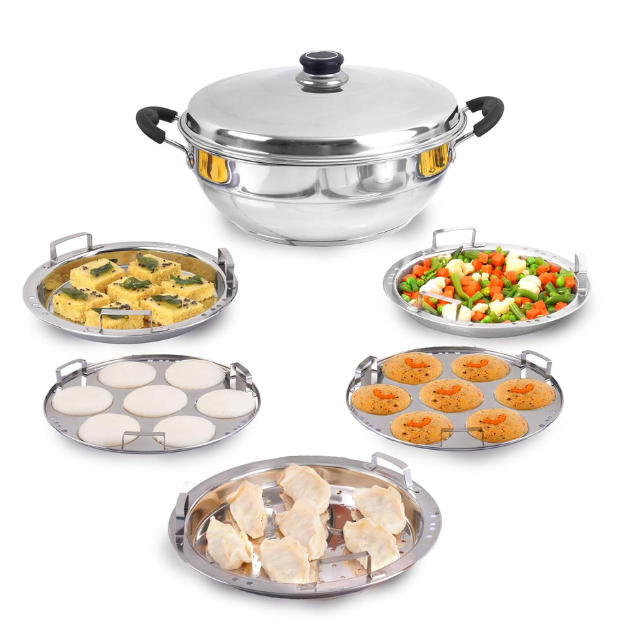 THE INDUS VALLEY MULTIPOT STEAMING KADAI SET W/LID 7 PIT 4.2L (KC SS MP 003)