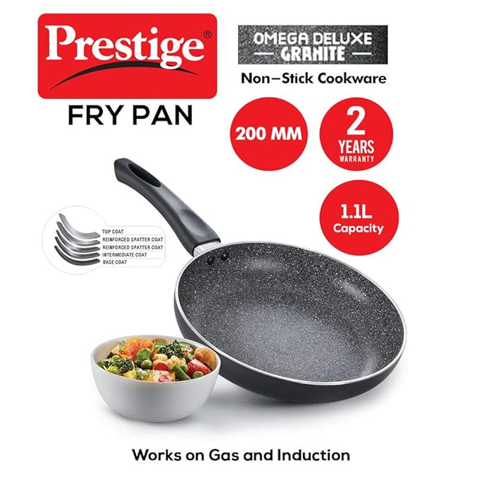 PRESTIGE N/S OMEGA DLX GRANITE FRY PAN 200MM (36304)