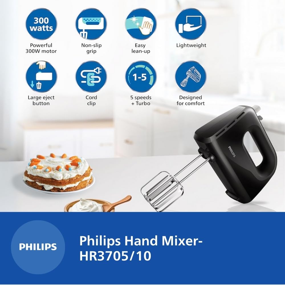 PHILIPS HAND MIXER HR3705/10 300W BLACK