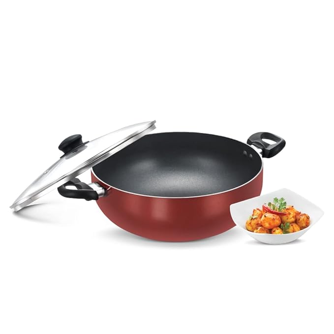 PRESTIGE N/S OMG DLX DEEP KADAI 280 W GLASS LID (36726)