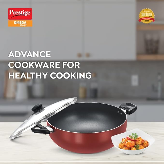 PRESTIGE N/S OMG DLX DEEP KADAI 280 W GLASS LID (36726)
