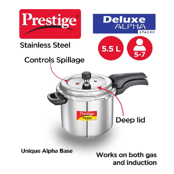 PRESTIGE SS DLX ALPHA SVACHH 5.5L PRESSURE COOKER(20251)