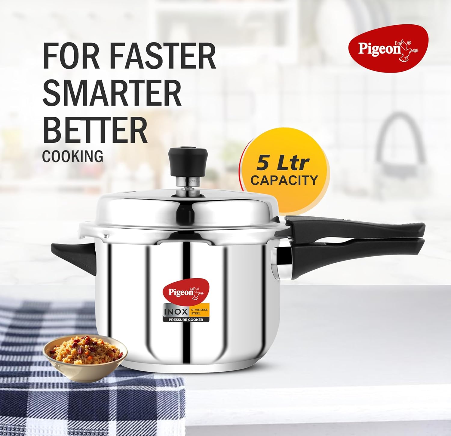 PIGEON P/C 5LTR INOX OUTER LID IB-SS