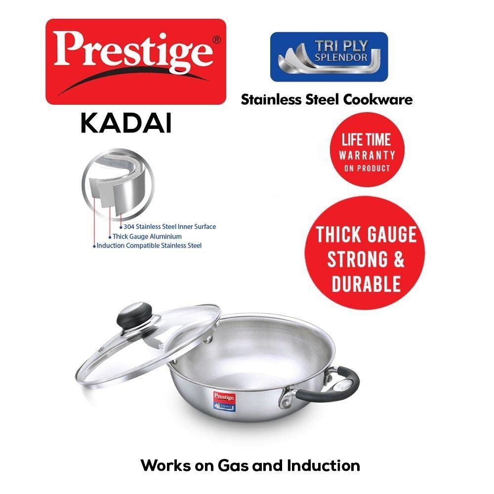 PRESTIGE N/S TRIPLY SPLENDOR COOKWARE KADAI 260mm (37425)