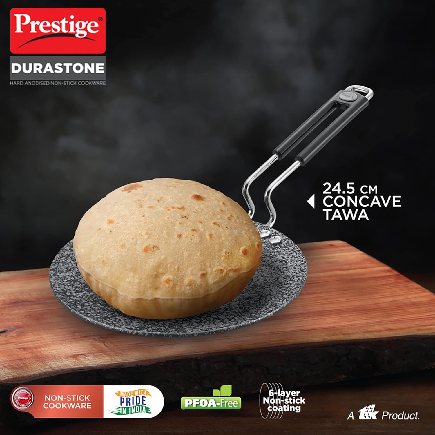 PRESTIGE NONSTICK DIA245 CONCAVE TAWA HA WIT STONE FIN (37571)