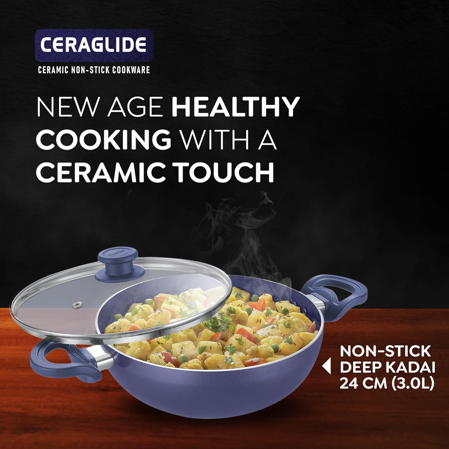 PRESTIGE N/S CERAGLIDE NSTK DP KADAI 24CM GL BL (38260)