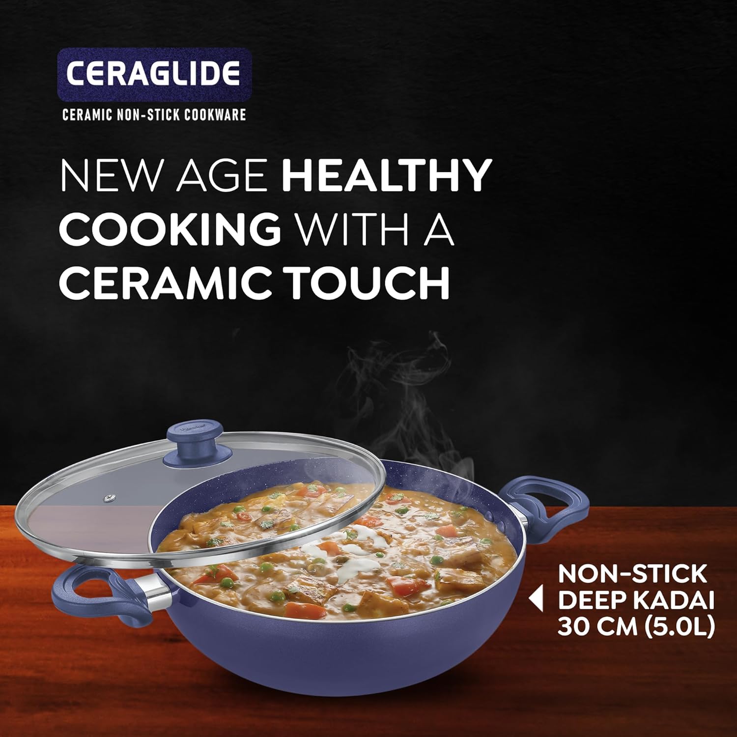 PRESTIGE N/S CERAGLIDE NSTK DEEP KADAI 30CM WGL BLUE (38262)