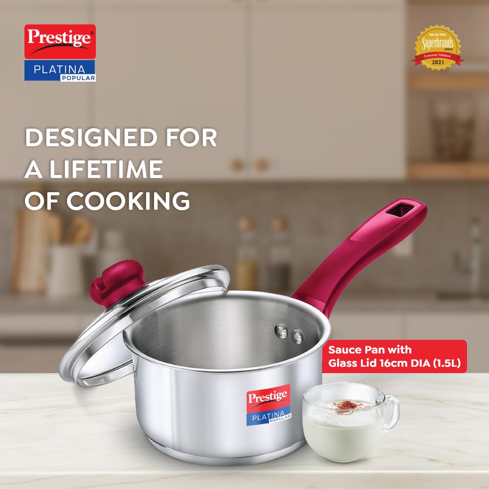 PRESTIGE SS PLATINA POP COOKWARE SAUCE PAN 180MM(36883)