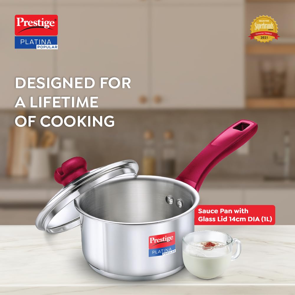 PRESTIGE SS PLATINA POP COOKWARE SAUCE PAN 140MM(36881)