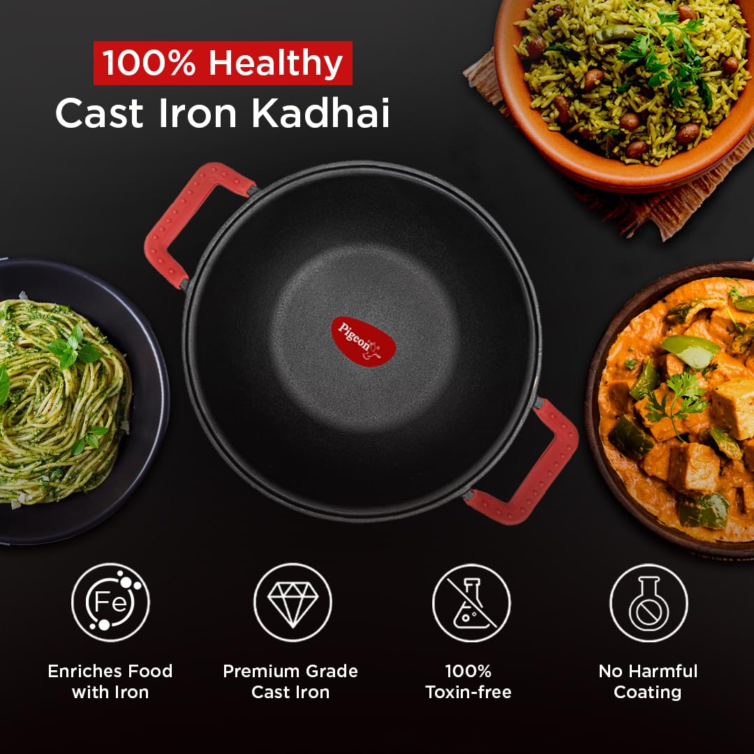 PIGEON CAST IRON IMPIRI KADAI WITH LID 240